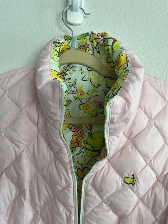 NWT Tory Burch x Masters Down Reversible Pink Floral Vest size S - Picture 5 of 7